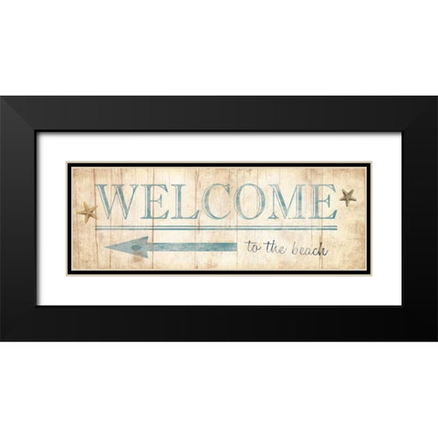 Welcome Sign Black Modern Wood Framed Art Print with Double Matting by Grey, Jace