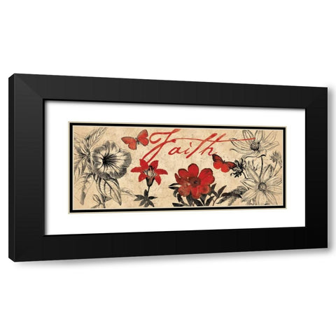 FLORAL FAITH Black Modern Wood Framed Art Print with Double Matting by Grey, Jace
