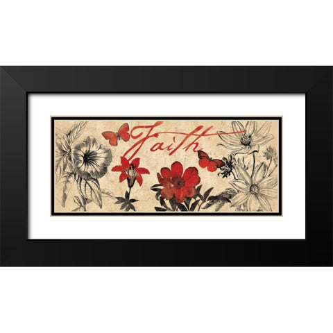 FLORAL FAITH Black Modern Wood Framed Art Print with Double Matting by Grey, Jace