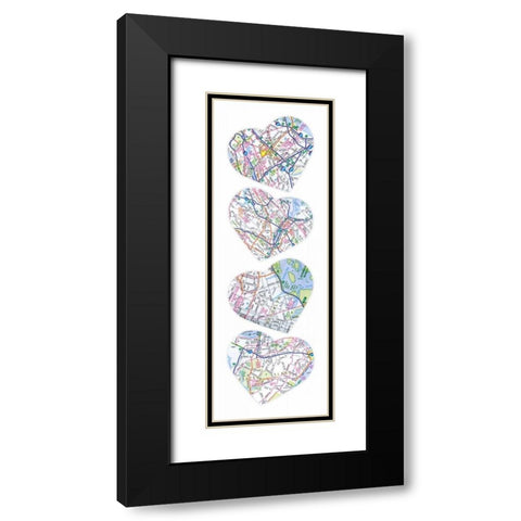 Map To  Your Heart Black Modern Wood Framed Art Print with Double Matting by Grey, Jace