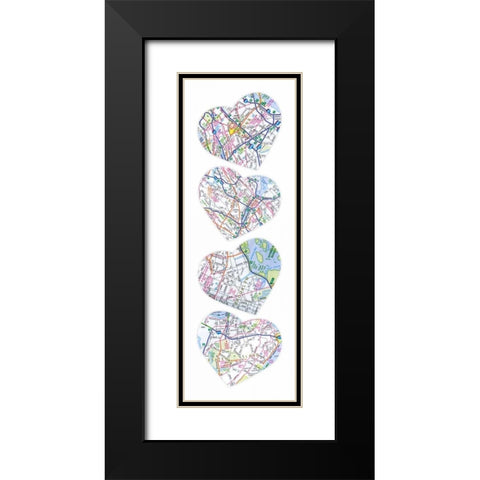 Map To  Your Heart Black Modern Wood Framed Art Print with Double Matting by Grey, Jace