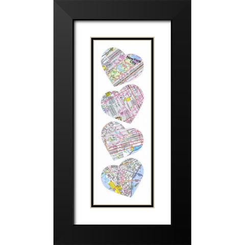 MAP TO YOUR HEART MANHATTAN Black Modern Wood Framed Art Print with Double Matting by Grey, Jace