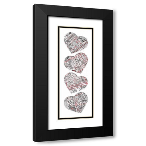 MAP TO YOUR HEART MANHATTAN 5 Black Modern Wood Framed Art Print with Double Matting by Grey, Jace