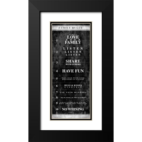 NO RULES Black Modern Wood Framed Art Print with Double Matting by Grey, Jace