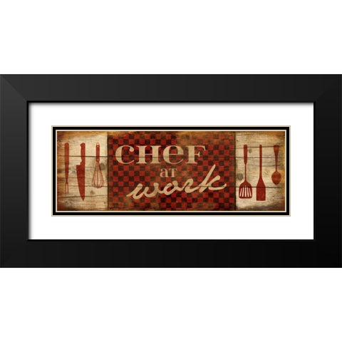 Chef At Work Black Modern Wood Framed Art Print with Double Matting by Grey, Jace