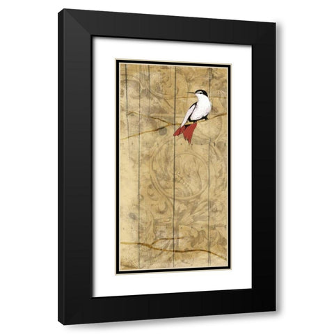 Bird on branch 2 Black Modern Wood Framed Art Print with Double Matting by Grey, Jace
