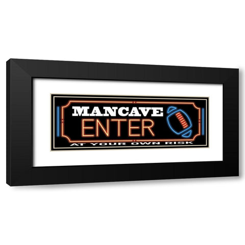 Neon Football Sign Black Modern Wood Framed Art Print with Double Matting by Grey, Jace