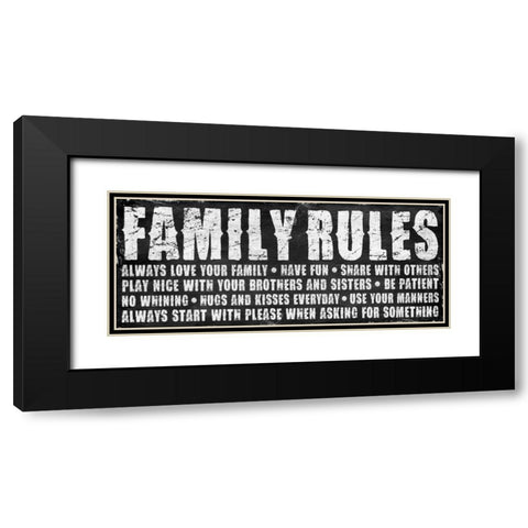 Family rules Black Modern Wood Framed Art Print with Double Matting by Grey, Jace