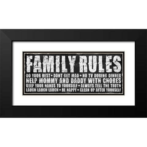 Family Rules Mate Black Modern Wood Framed Art Print with Double Matting by Grey, Jace