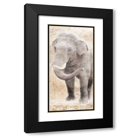 African Traveling  Animals Elephant Black Modern Wood Framed Art Print with Double Matting by Grey, Jace