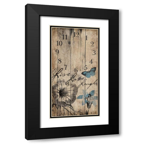 Floral Clock Black Modern Wood Framed Art Print with Double Matting by Grey, Jace