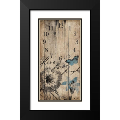 Floral Clock Black Modern Wood Framed Art Print with Double Matting by Grey, Jace