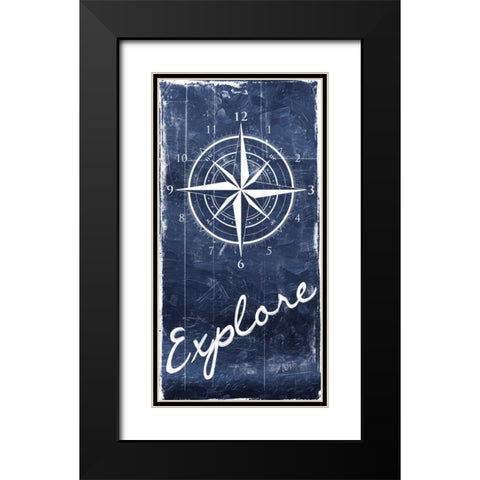 Coastal Wood Clock Black Modern Wood Framed Art Print with Double Matting by Grey, Jace