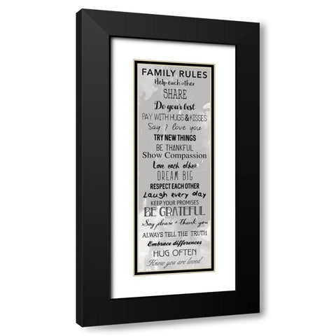 Family Rules Black Black Modern Wood Framed Art Print with Double Matting by Grey, Jace