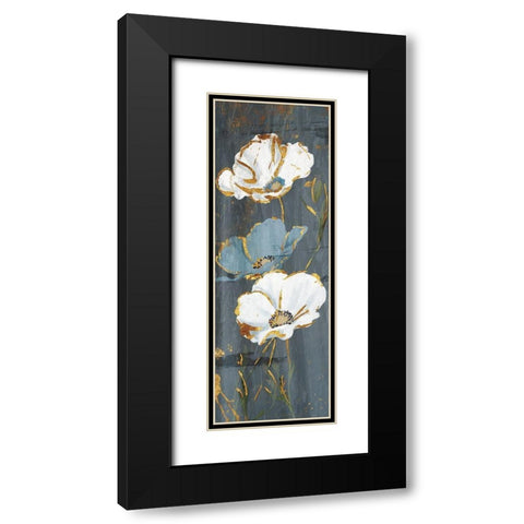 Three Flower Gold Accents Mate Black Modern Wood Framed Art Print with Double Matting by Grey, Jace