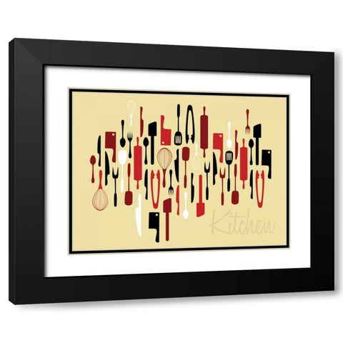 Kitchen Utensils II Black Modern Wood Framed Art Print with Double Matting by Grey, Jace