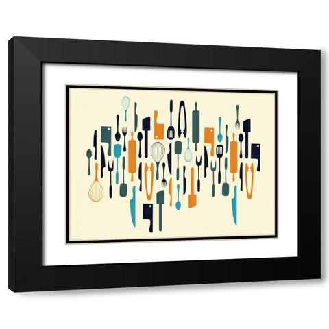 Kitchen Utensils V Black Modern Wood Framed Art Print with Double Matting by Grey, Jace