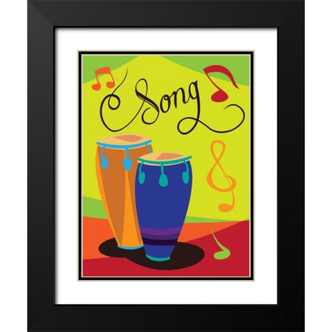Song I Black Modern Wood Framed Art Print with Double Matting by Grey, Jace