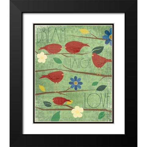 Red Birds I Black Modern Wood Framed Art Print with Double Matting by Grey, Jace