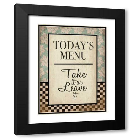 Kitchen Todays Menu Black Modern Wood Framed Art Print with Double Matting by Grey, Jace