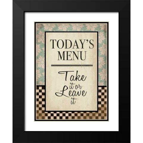 Kitchen Todays Menu Black Modern Wood Framed Art Print with Double Matting by Grey, Jace