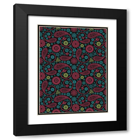 Paisley Black Modern Wood Framed Art Print with Double Matting by Grey, Jace