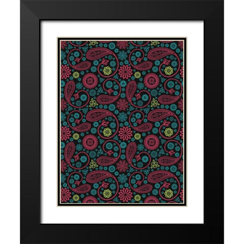 Paisley Black Modern Wood Framed Art Print with Double Matting by Grey, Jace