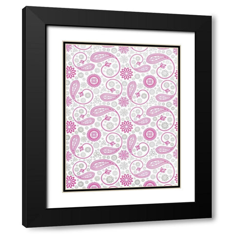 Paisley Pink and Grey Black Modern Wood Framed Art Print with Double Matting by Grey, Jace