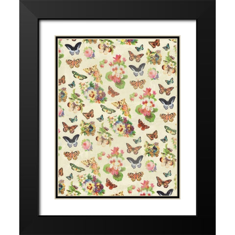Butterflies and Flowers Black Modern Wood Framed Art Print with Double Matting by Grey, Jace