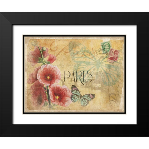 Paris Postcard 1 Black Modern Wood Framed Art Print with Double Matting by Grey, Jace
