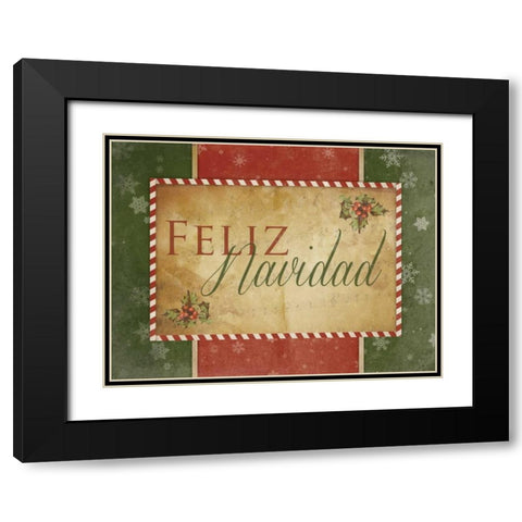 Feliz Navidad Black Modern Wood Framed Art Print with Double Matting by Grey, Jace