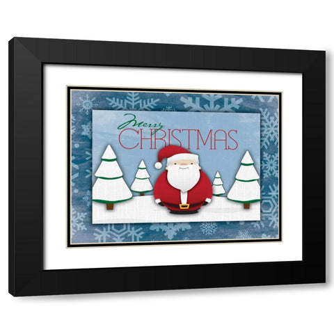 Merry Christmas Black Modern Wood Framed Art Print with Double Matting by Grey, Jace