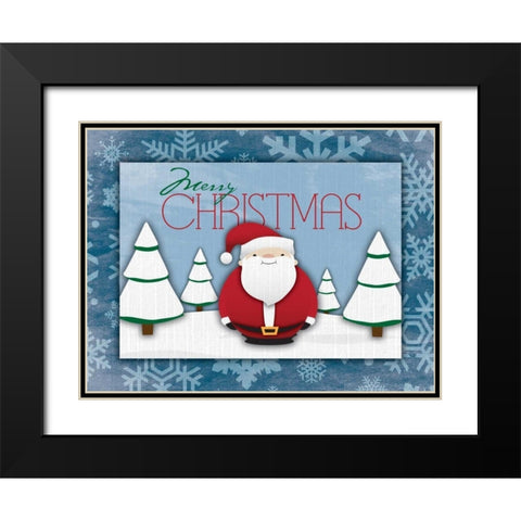 Merry Christmas Black Modern Wood Framed Art Print with Double Matting by Grey, Jace