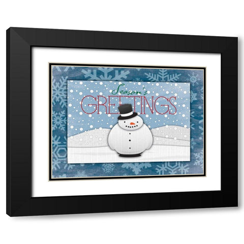 Seasons Greetings Black Modern Wood Framed Art Print with Double Matting by Grey, Jace