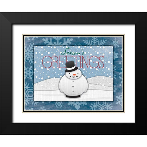 Seasons Greetings Black Modern Wood Framed Art Print with Double Matting by Grey, Jace