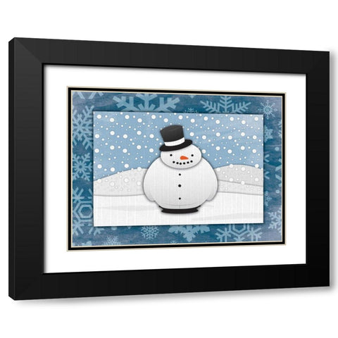 Snowman Black Modern Wood Framed Art Print with Double Matting by Grey, Jace