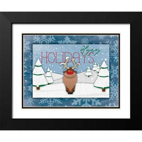 Happy Holidays Black Modern Wood Framed Art Print with Double Matting by Grey, Jace