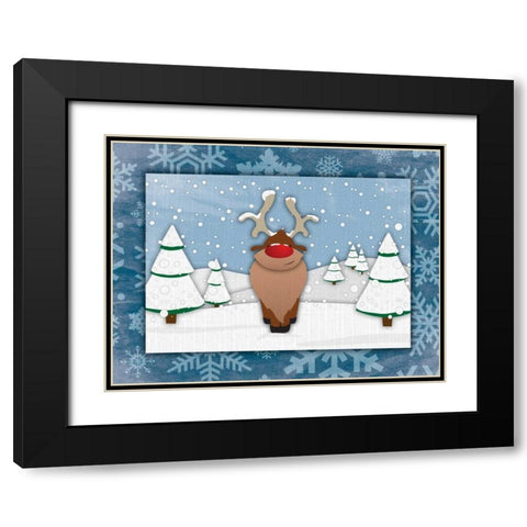 Reindeer Black Modern Wood Framed Art Print with Double Matting by Grey, Jace
