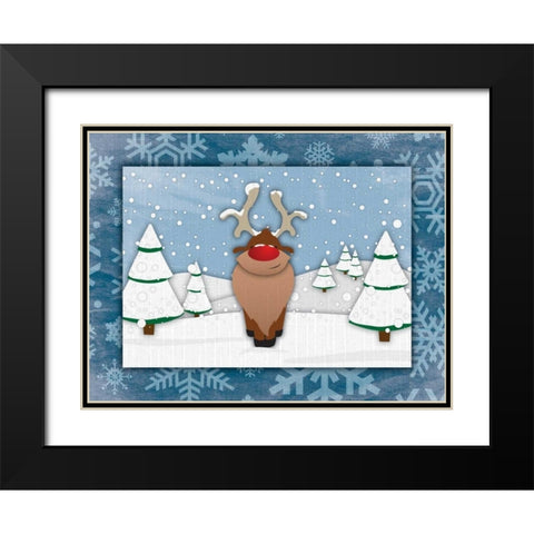 Reindeer Black Modern Wood Framed Art Print with Double Matting by Grey, Jace