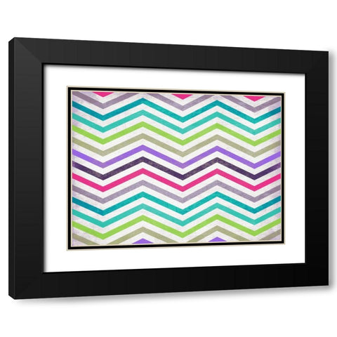 Chevron in Color Black Modern Wood Framed Art Print with Double Matting by Grey, Jace