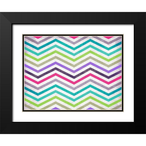 Chevron in Color Black Modern Wood Framed Art Print with Double Matting by Grey, Jace