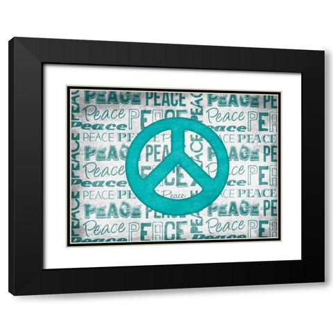 Peace Black Modern Wood Framed Art Print with Double Matting by Grey, Jace