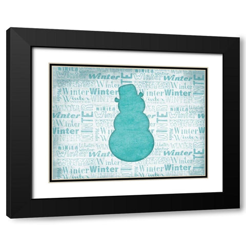 Snowman Black Modern Wood Framed Art Print with Double Matting by Grey, Jace