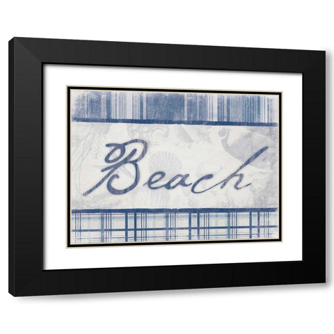 Beach in Navy Black Modern Wood Framed Art Print with Double Matting by Grey, Jace