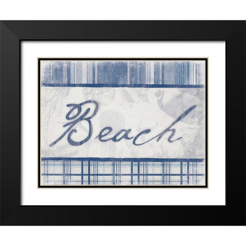 Beach in Navy Black Modern Wood Framed Art Print with Double Matting by Grey, Jace