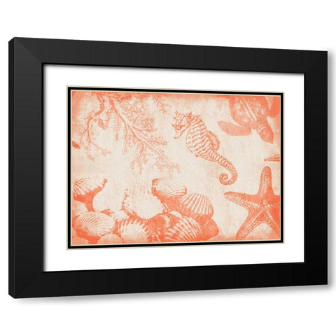 Sea Life in Tangerine 1 Black Modern Wood Framed Art Print with Double Matting by Grey, Jace
