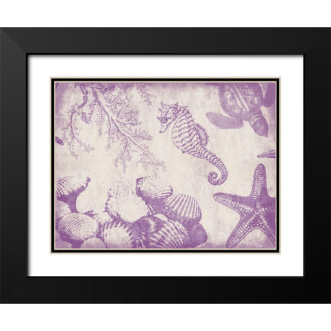 Sea Life in Plum 1 Black Modern Wood Framed Art Print with Double Matting by Grey, Jace