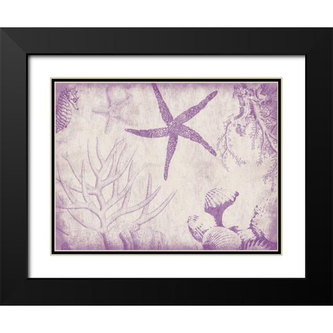 Sea Life in Plum 2 Black Modern Wood Framed Art Print with Double Matting by Grey, Jace