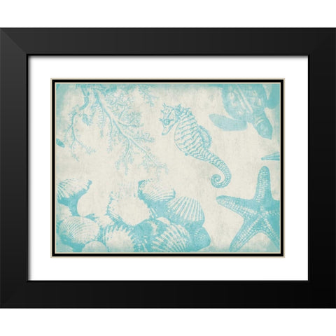 Sea Life in Aqua 1 Black Modern Wood Framed Art Print with Double Matting by Grey, Jace