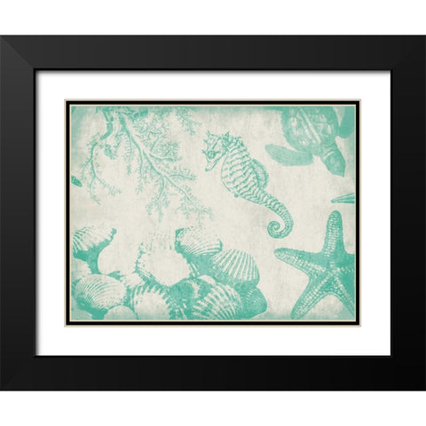 Sea Life in Teal 1 Black Modern Wood Framed Art Print with Double Matting by Grey, Jace